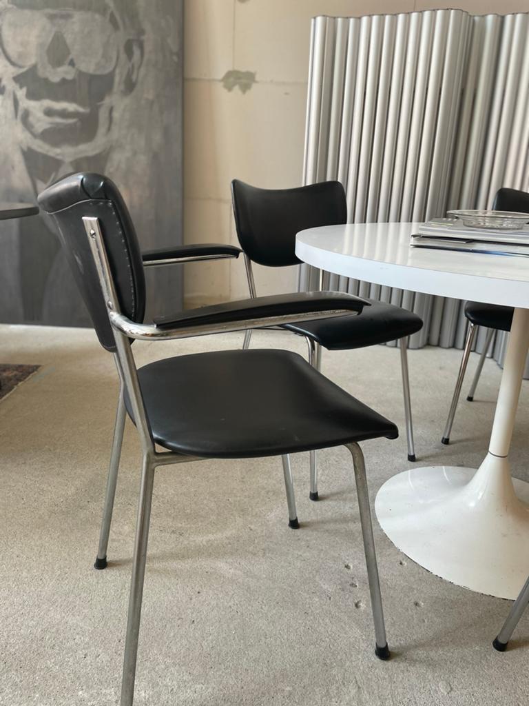 4 nette Gispen | de Wit stoelen, zwart leer, Schiedam, Huis en Inrichting, Stoelen, Ophalen of Verzenden, Zwart, Leer, Vier