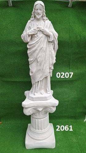 Jezus beeld met zuil. nr 0207 & 2061., Tuin en Terras, Tuinbeelden, Nieuw, Mensenbeeld, Beton, Ophalen