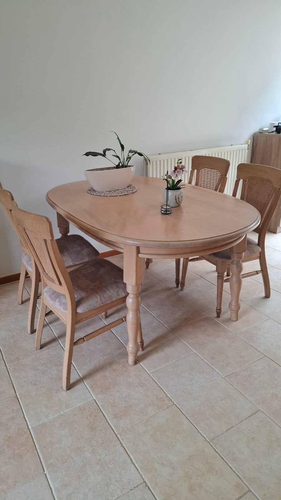 Te koop ovale eettafel, Ophalen, Gebruikt, 100 tot 150 cm, Eikenhout