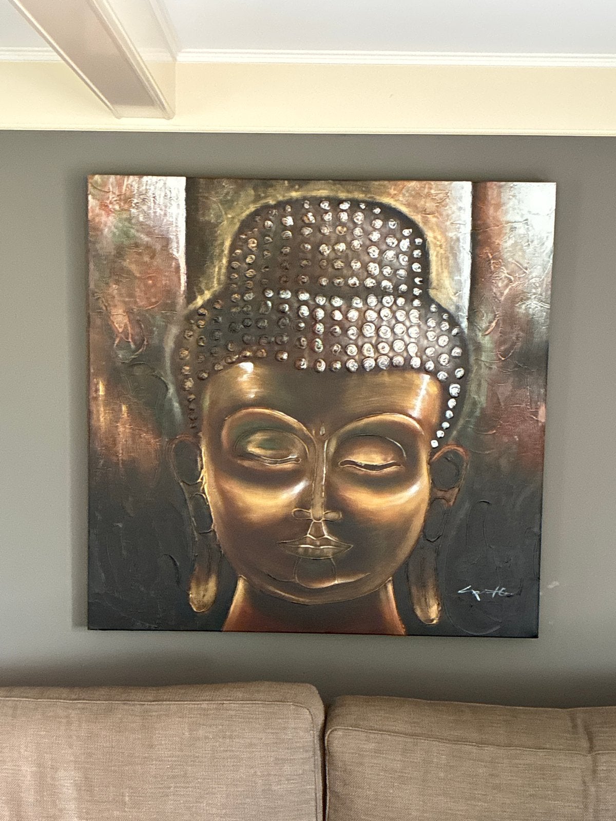 Boeddha Hoofd Schilderij - Spirituele Kunst, Ophalen, Acrylverf, Overig onderwerp, Handgeschilderd