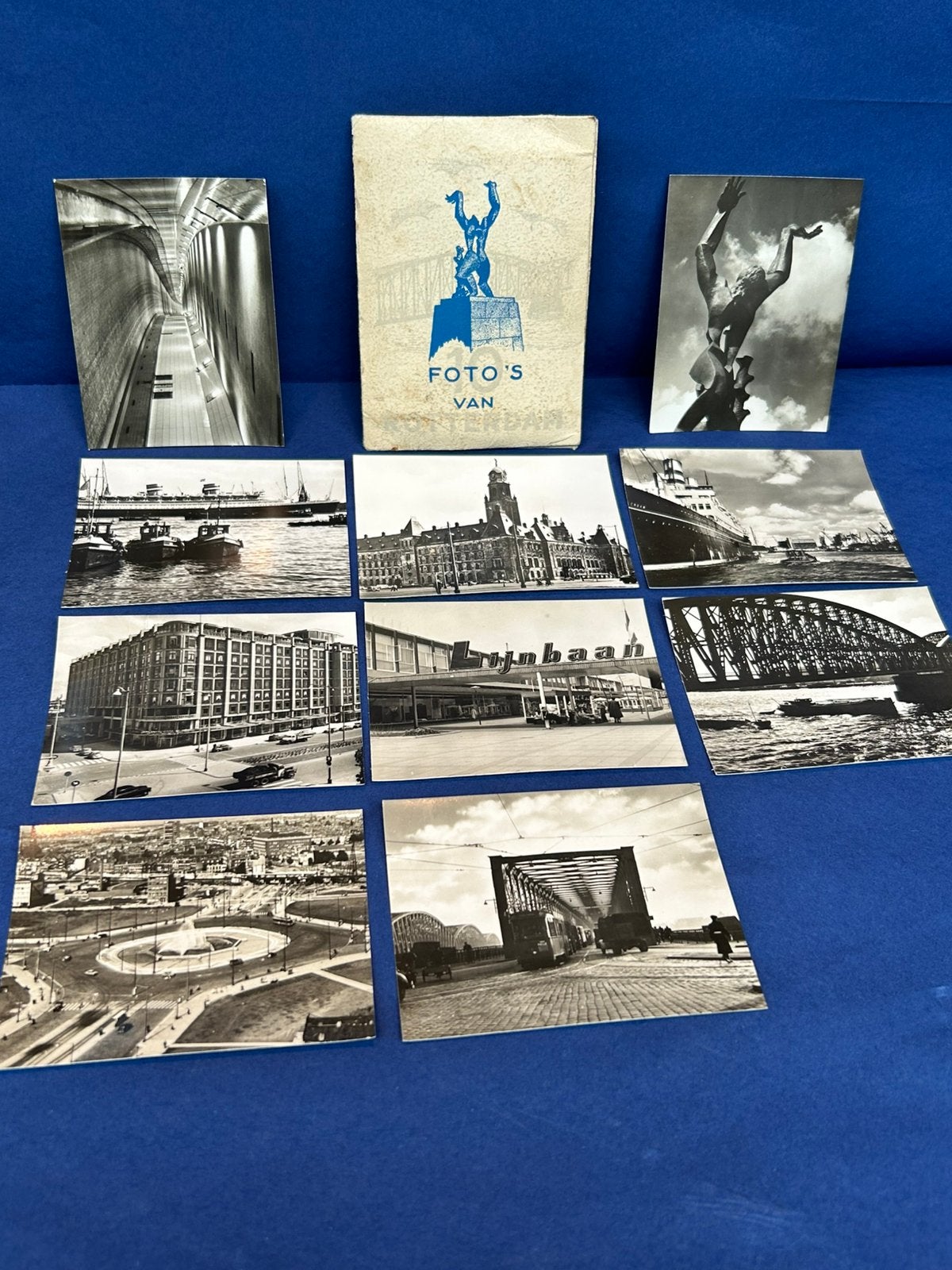 Foto’s van Rotterdam 10 souvenir foto’s in papieren mapje, Gebruikt, Foto, Ophalen of Verzenden, 1940 tot 1960