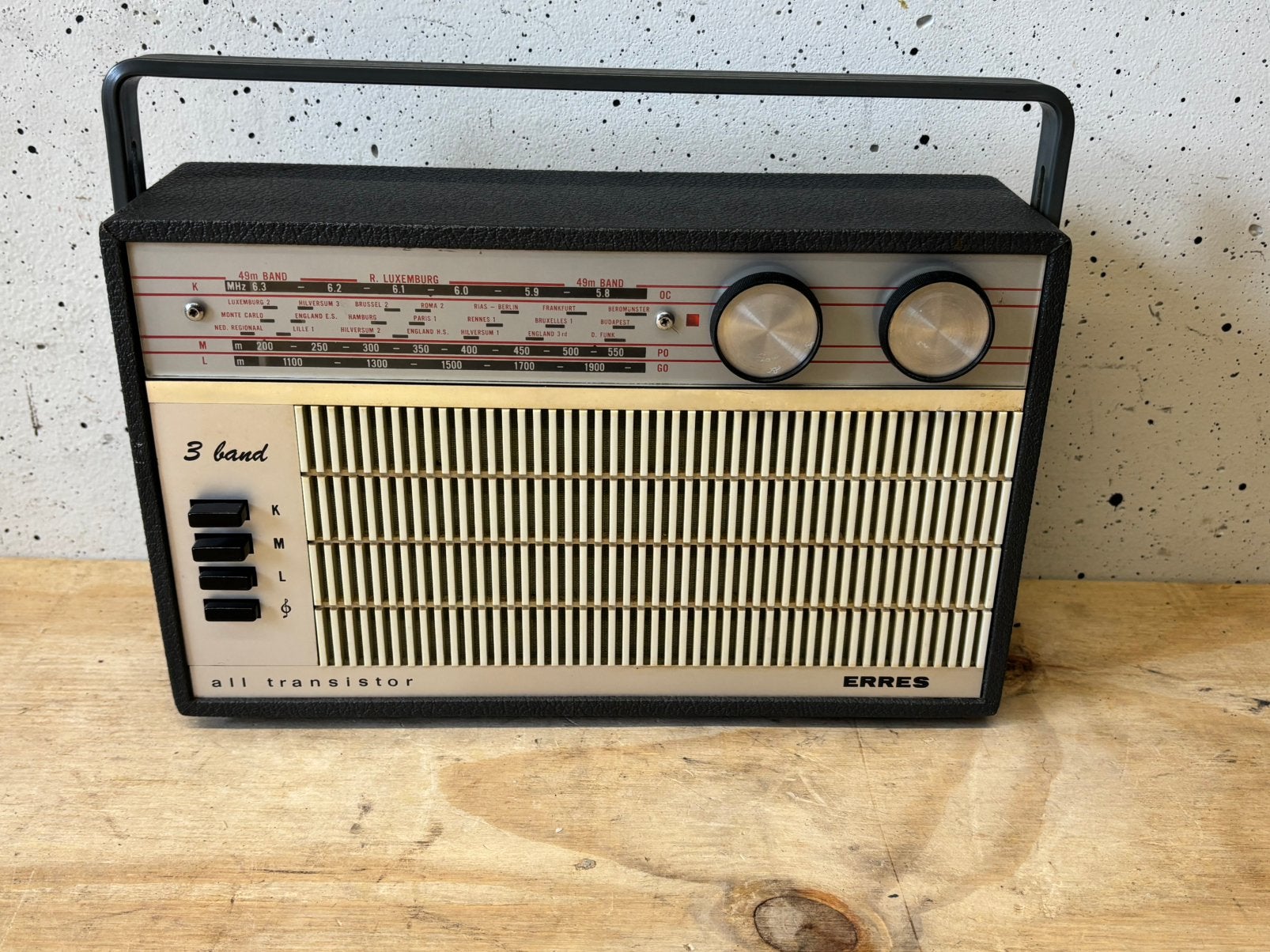 Erres RP 366 transistorradio 3 band uit 1963 pracht staat, Ophalen of Verzenden