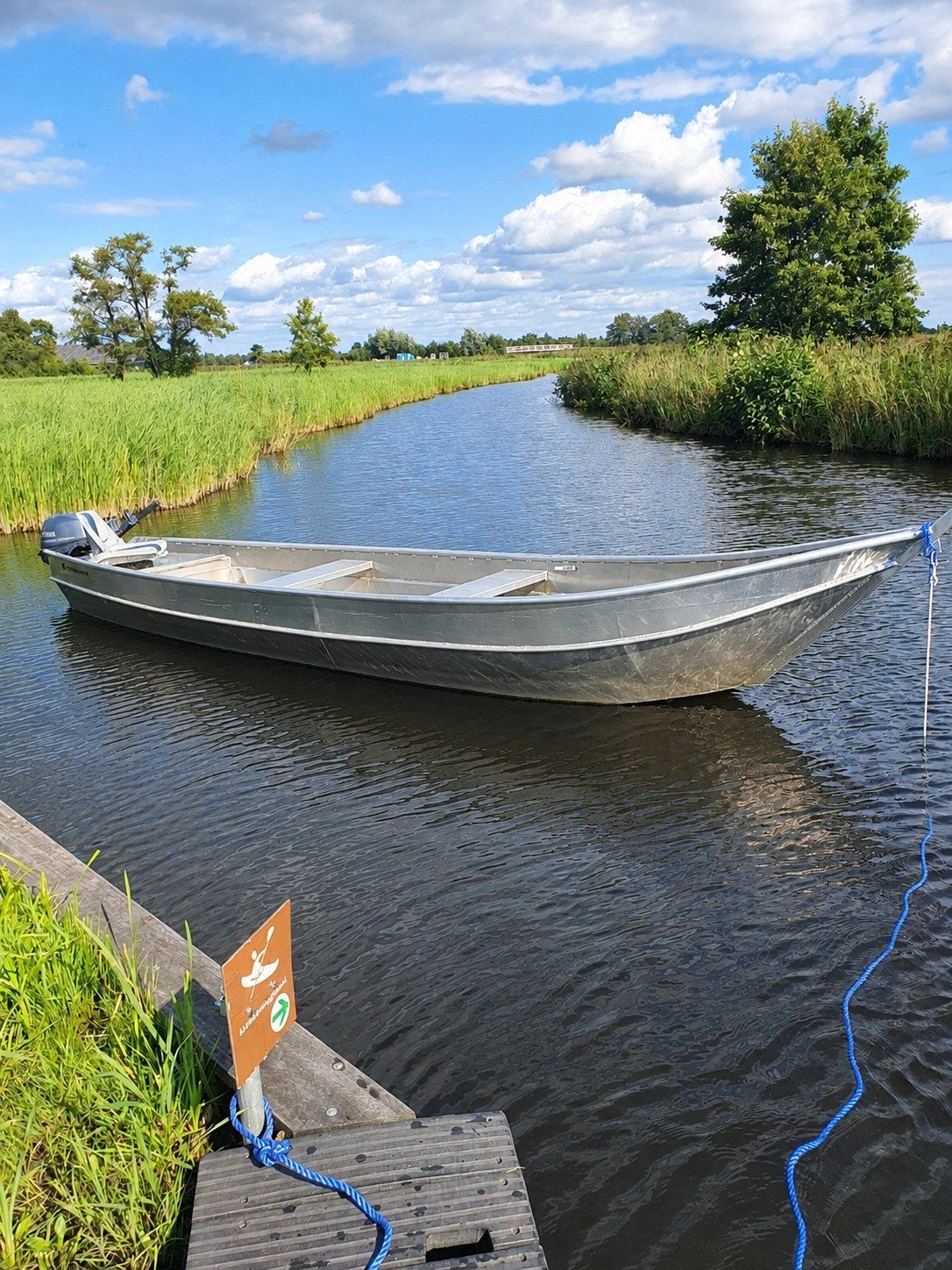 Aluminium Wetering punter 6m met Yamaha 9,9pk motor, Watersport en Boten, Gebruikt, Buitenboordmotor, Aluminium, Overige typen