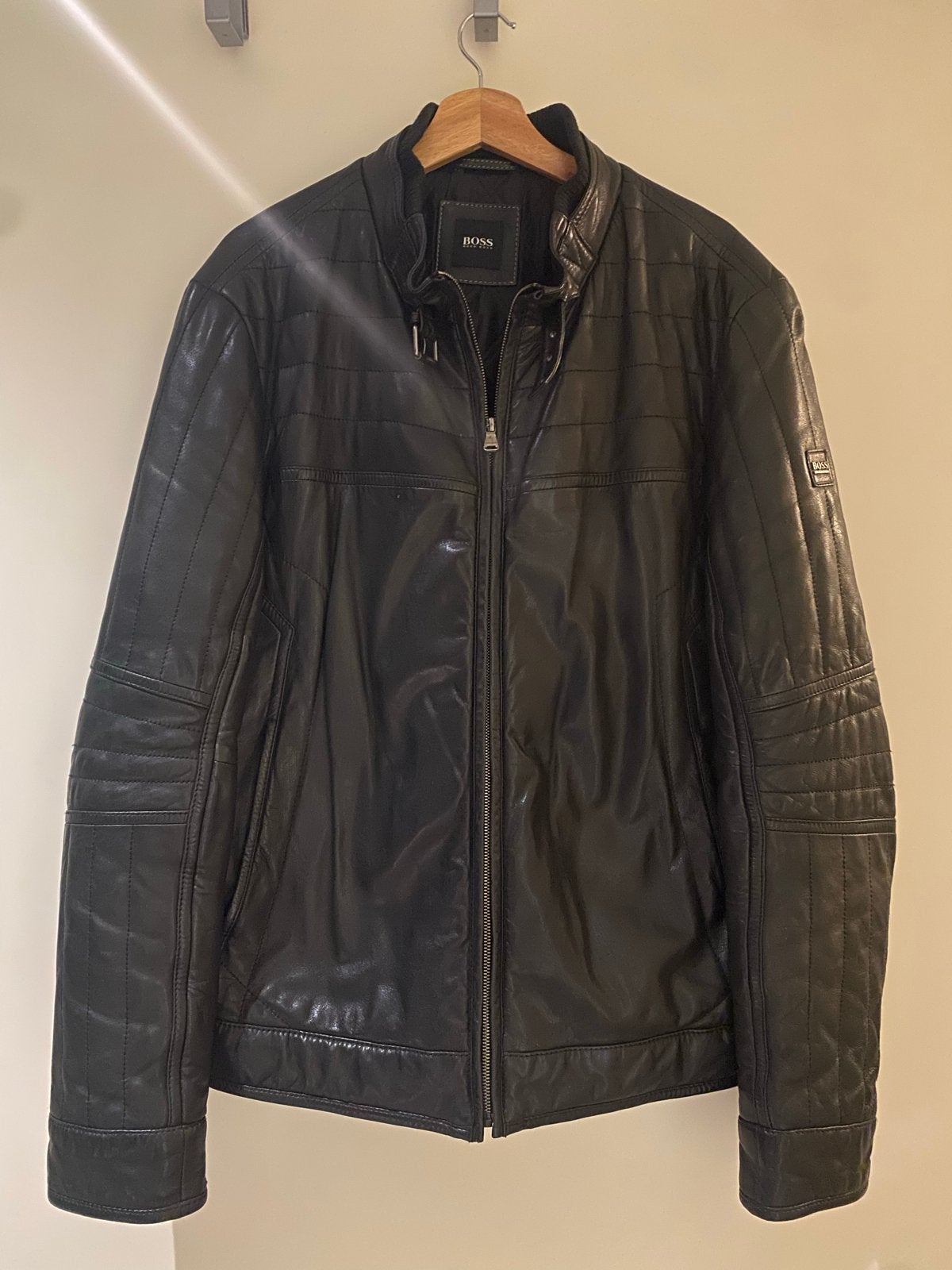 Hugo Boss Leren Jas Maat 56 (XL), Ophalen of Verzenden, Gedragen, Maat 56/58 (XL), Zwart