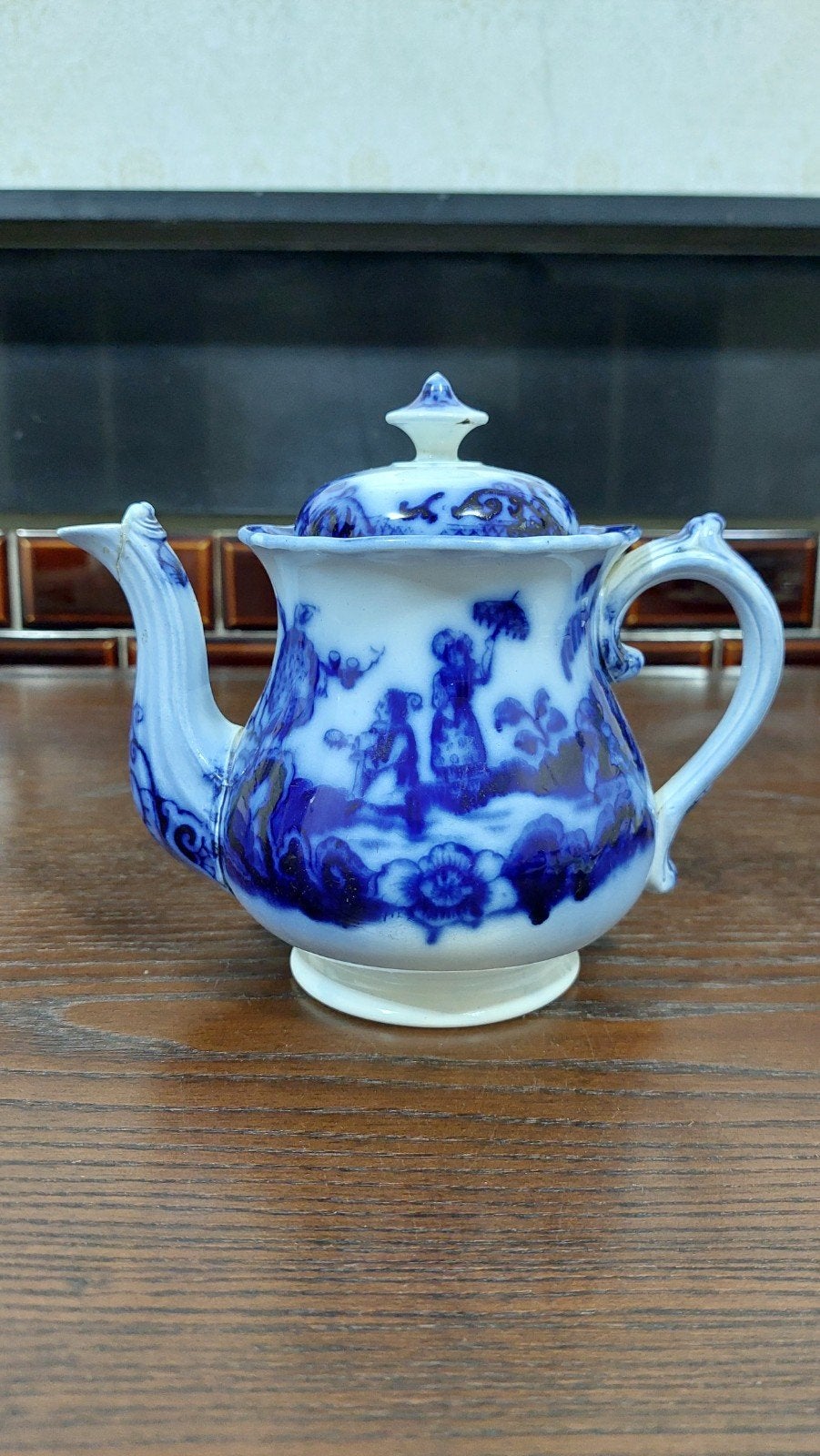 Antieke blauw-witte theepot, P. Regout, Petrus Regout, Ophalen of Verzenden