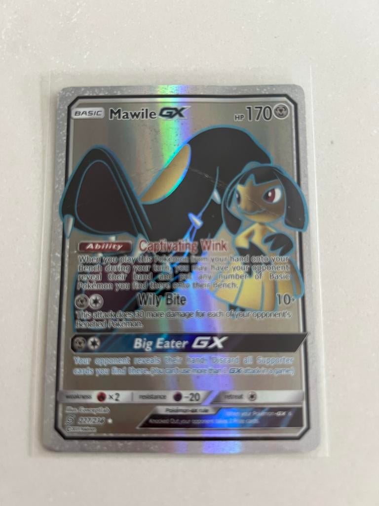 Mawile GX Pokémon kaart, Ophalen of Verzenden, Gebruikt, Losse kaart, Foil