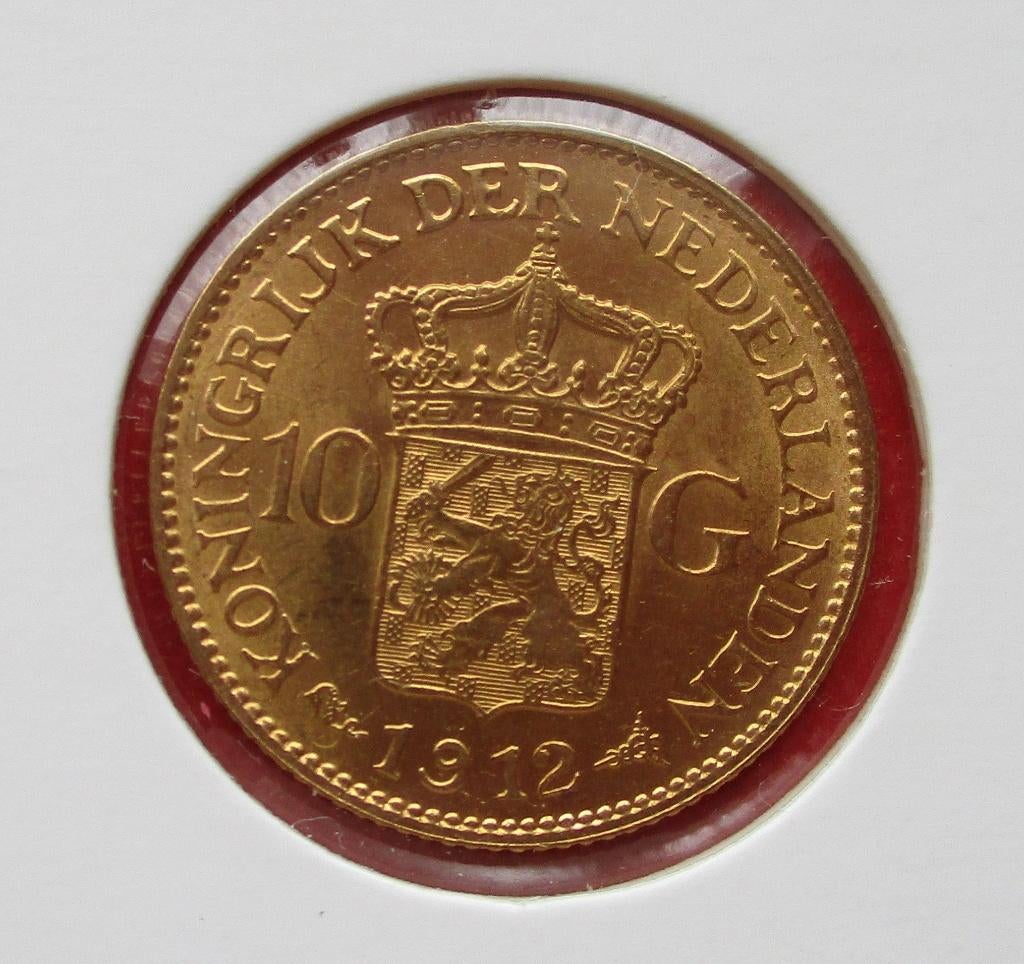 Gouden 10 Gulden Wilhelmina 1912, Postzegels en Munten, Verzenden, Goud, Koningin Wilhelmina, Losse munt