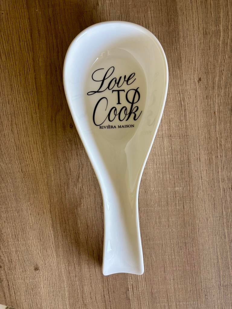 Riviera Maison Lepelhouder “Love to Cook”, Huis en Inrichting, Keuken | Bestek, Ophalen of Verzenden, Zo goed als nieuw, Rvs of Chroom