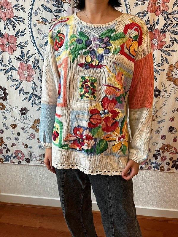 Vintage cottage-core sweater, Maat 38/40 (M), Overige kleuren, Rebecca Stone, Ophalen of Verzenden