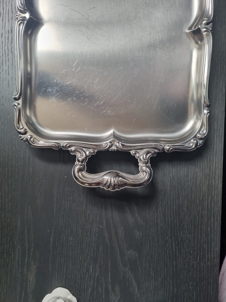 Alessi serveerblad RVS - vintage Italië jaren 60/70, Ophalen of Verzenden, Gebruikt, Rechthoekig, Metaal