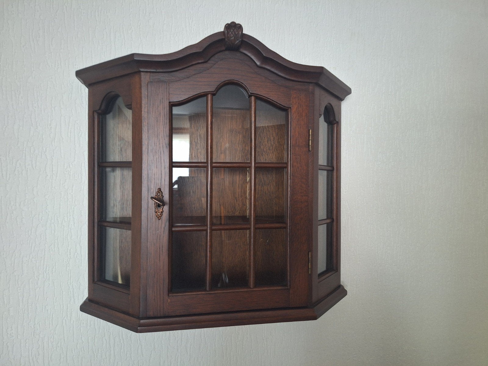 Houten Vitrinekastje, Ophalen, Eikenhout, 50 tot 100 cm, Minder dan 25 cm