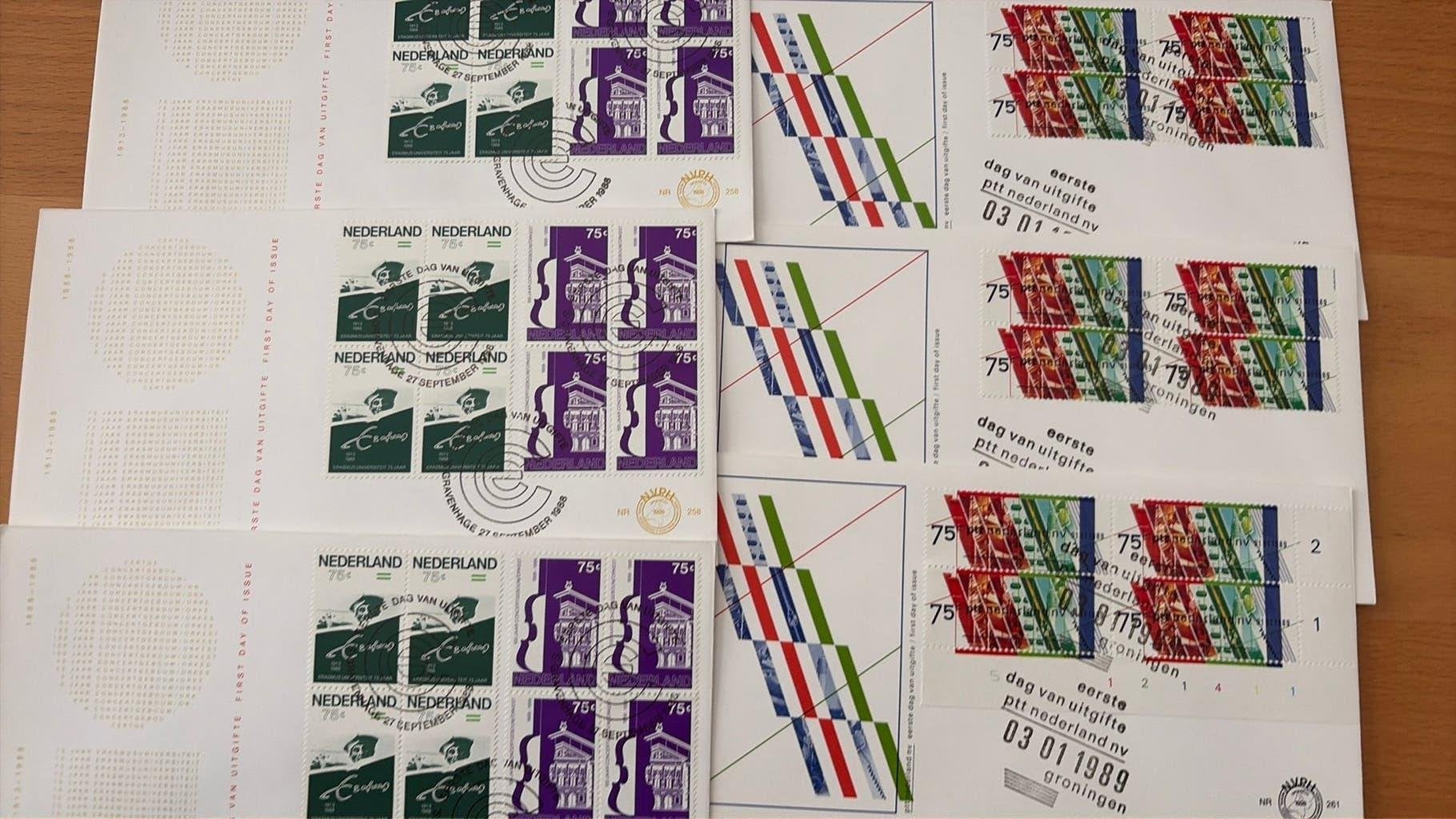6x fdc 258 en 261 anders geplakt, Ophalen of Verzenden, Onbeschreven, Nederland