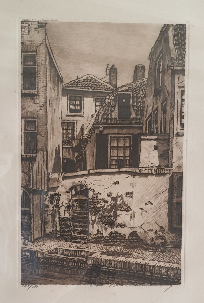 Oude gracht Utrecht., Verzenden, Stadsgezicht, Ets