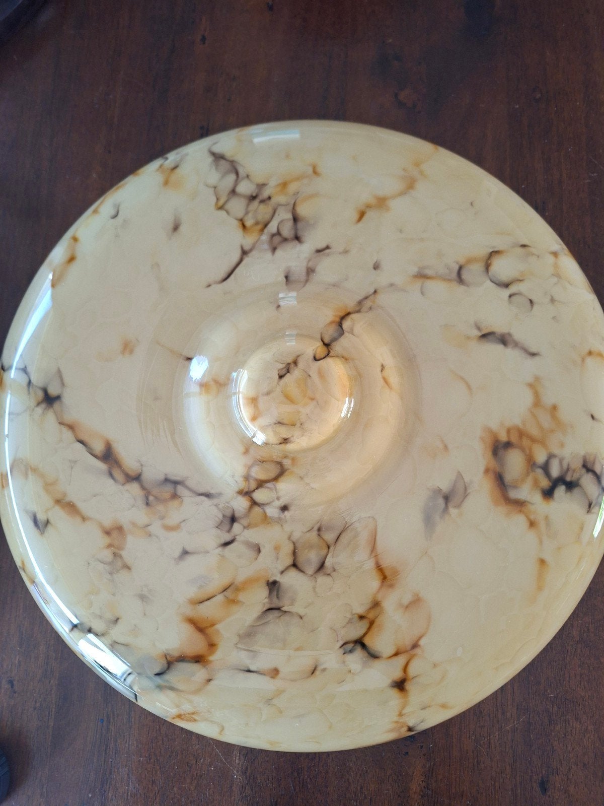Grote glazen gemarmerde Art Deco kap voor lamp €50, Ophalen, Rond, Zo goed als nieuw, Glas
