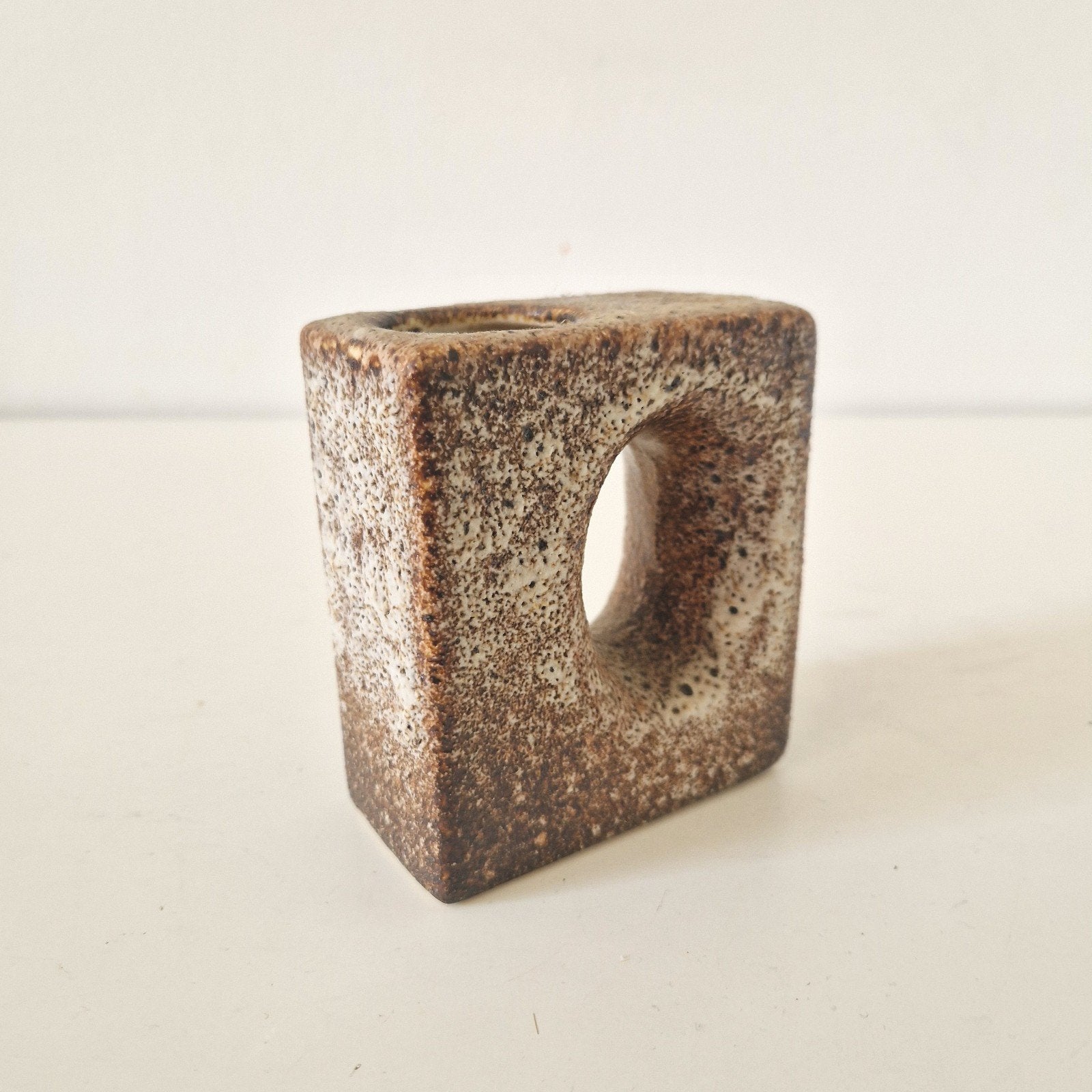 Vintage blokvaas chimney vaas lava glazuur jaren 60, Ophalen of Verzenden