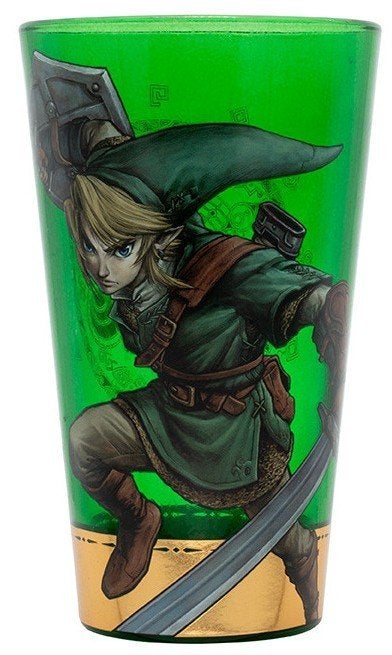 The Legend of Zelda groot drinkglas afbeelding van link, Glas of Glazen, Nieuw, Ophalen of Verzenden, Glas