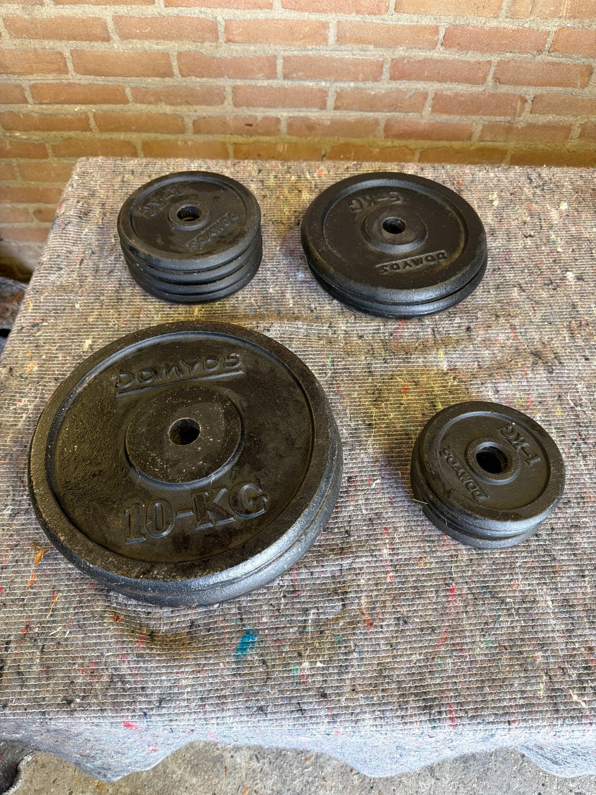 Domyos Halterschijven Set - 2x10kg, 4x1kg, 2x5kg, 4x2kg, Ophalen, Gebruikt, Halterschijven