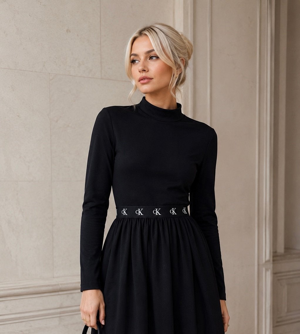 Zwarte jurk | Calvin Klein, Maat 38/40 (M), Verzenden, Zwart, Nieuw