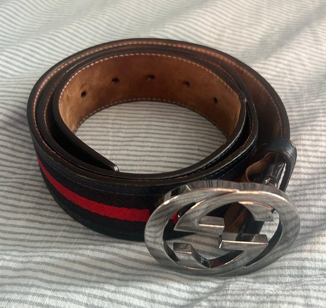 Gucci Riem - Origineel - 95 cm, 95 tot 105 cm, Ophalen of Verzenden, Riem of Ceintuur, Gedragen