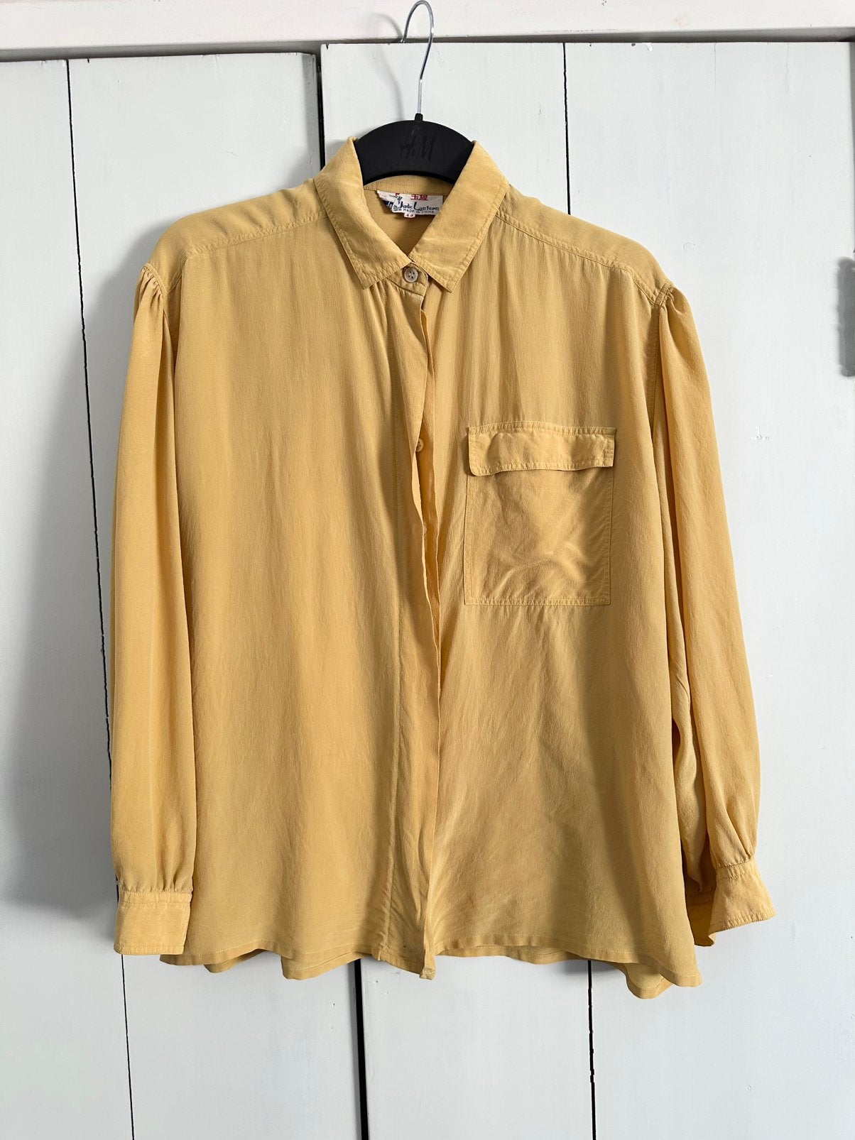 Vintage silk blouse bloes maisgeel XL 44, Ophalen of Verzenden, Zo goed als nieuw, Maat 42/44 (L), Geel