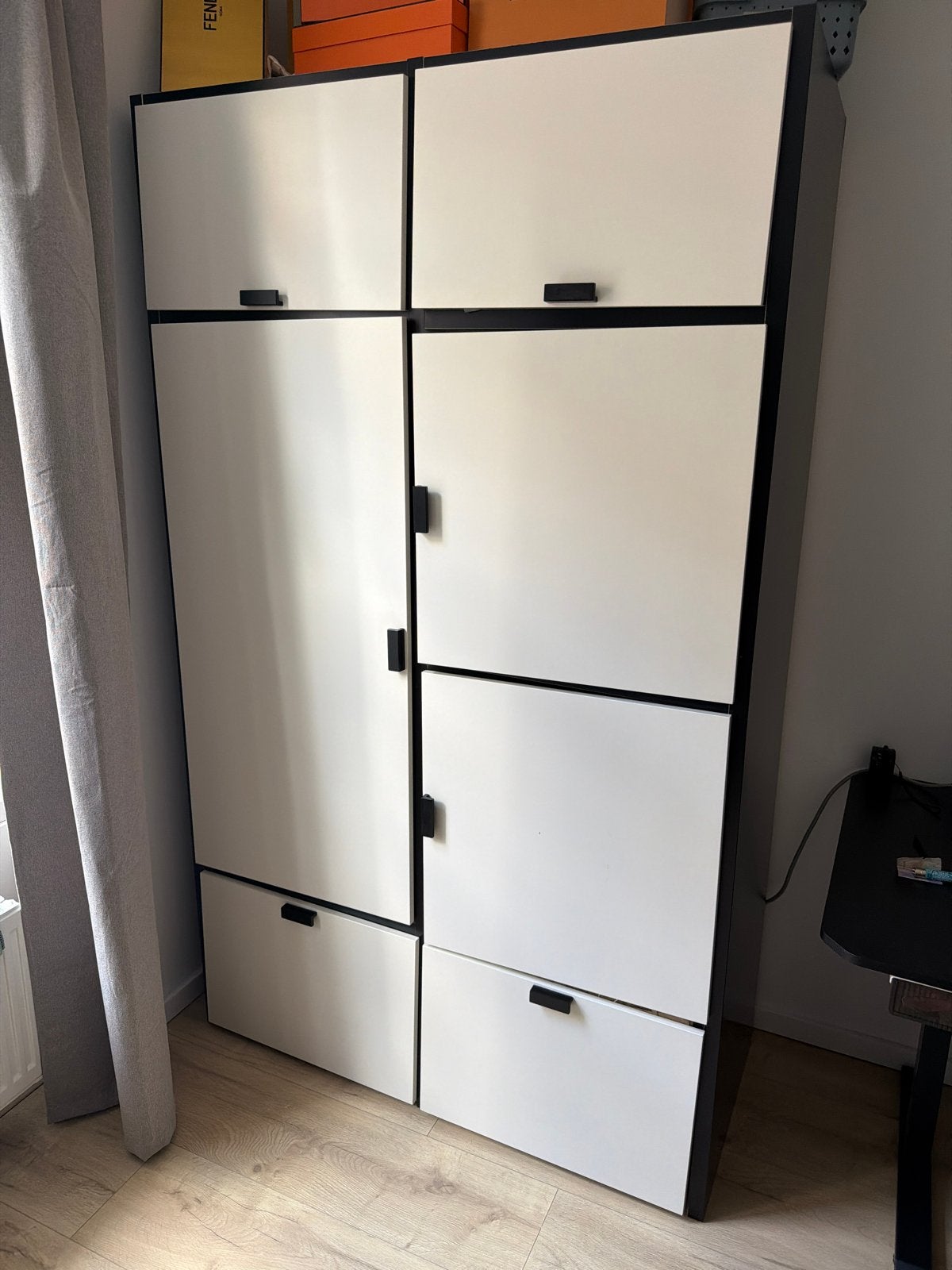 IKEA ODDA Kledingkast met hanggedeelte, planken en lades, Ophalen, Gebruikt, 100 tot 150 cm, 200 cm of meer