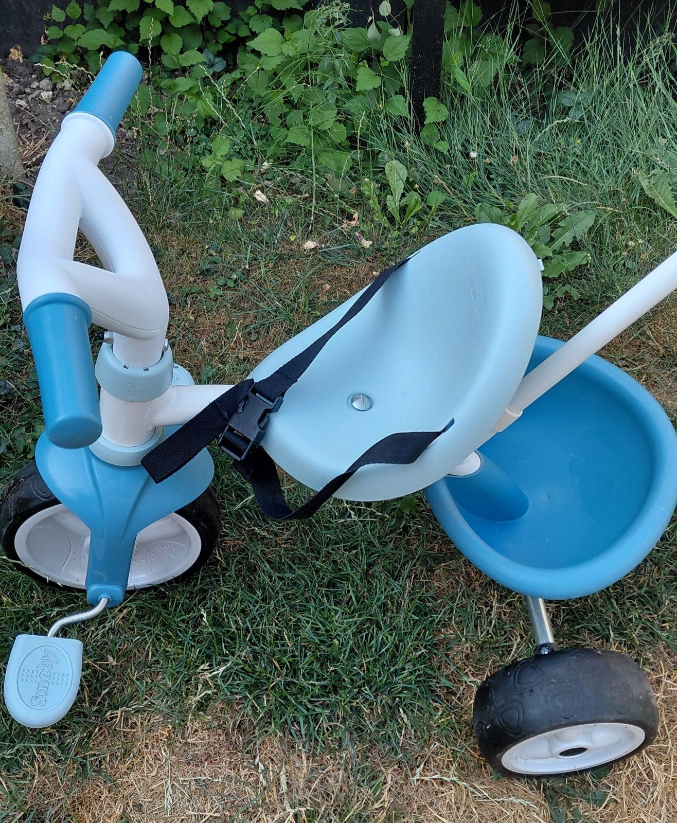 Smoby Driewieler met Duwstang, Fietsen en Brommers, Ophalen, Zo goed als nieuw, Smoby, Duwstang