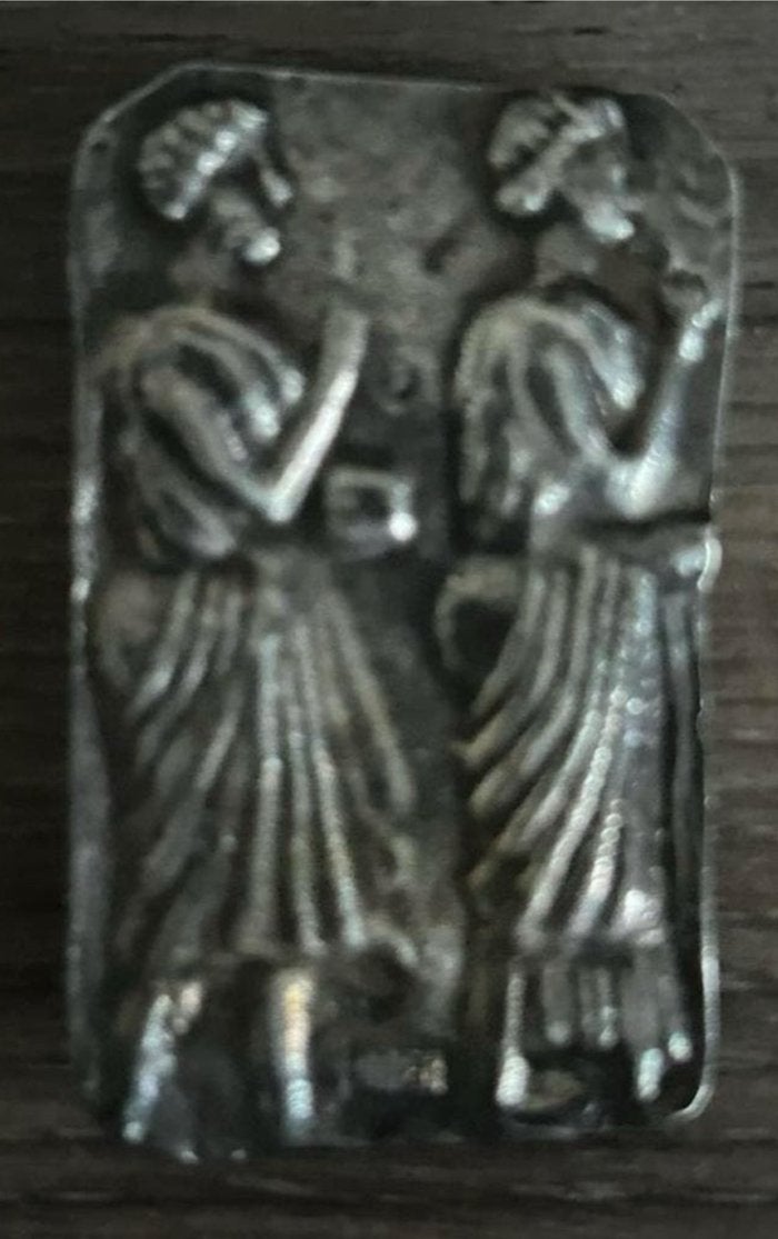 Zilverkleurige Egyptische Broche / Hanger, Ophalen of Verzenden, Zo goed als nieuw, Zilver, Overige materialen