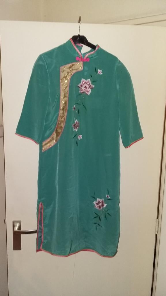 Chinese jurk maat 7, Kleding | Dames, Jurken, Gedragen, Maat 34 (XS) of kleiner, Groen, Knielengte, Ophalen of Verzenden