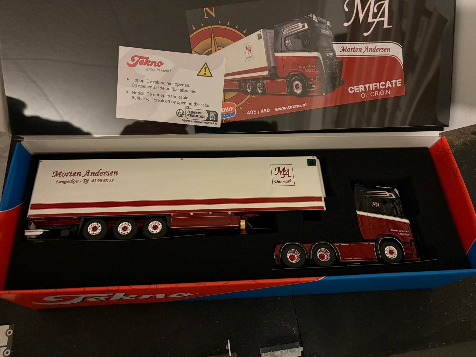Tekno 1:50 Scania Morten Andersen, Ophalen of Verzenden, Zo goed als nieuw, Bus of Vrachtwagen, Tekno
