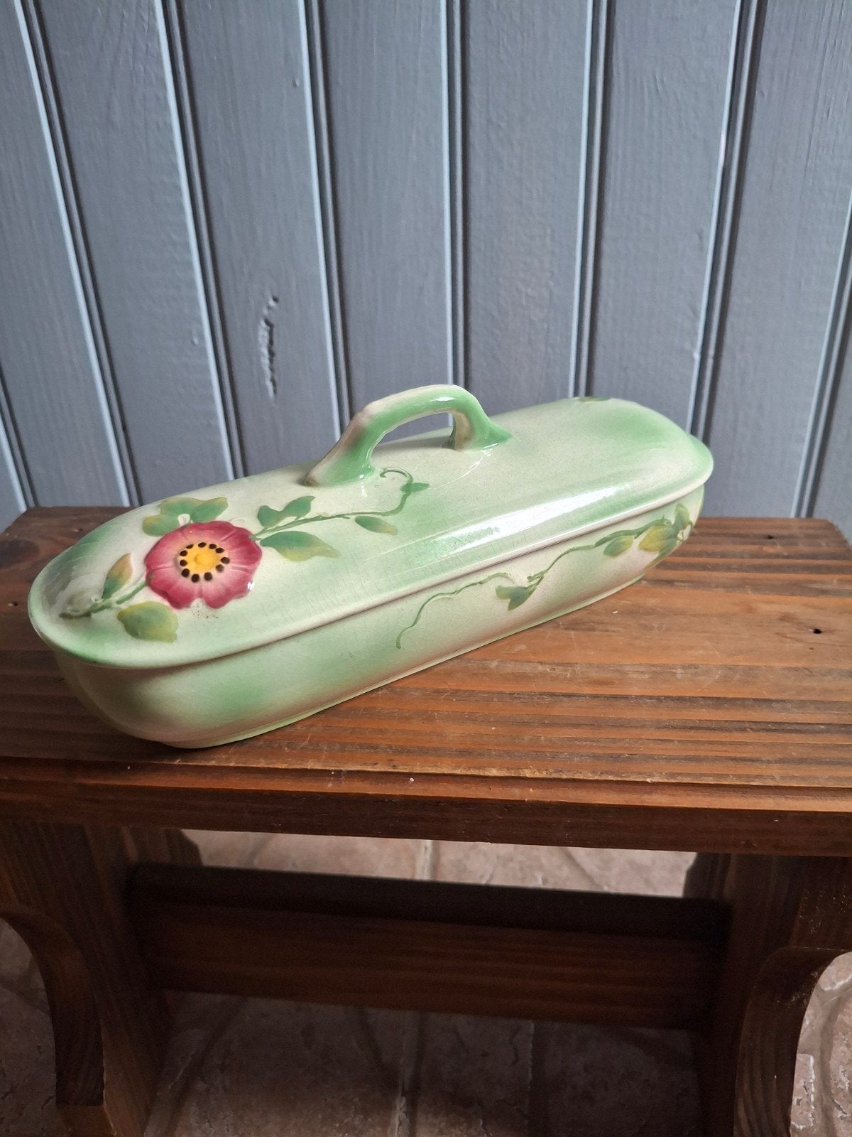 Vintage St Clement botervlootje met bloemmotief, Ophalen of Verzenden