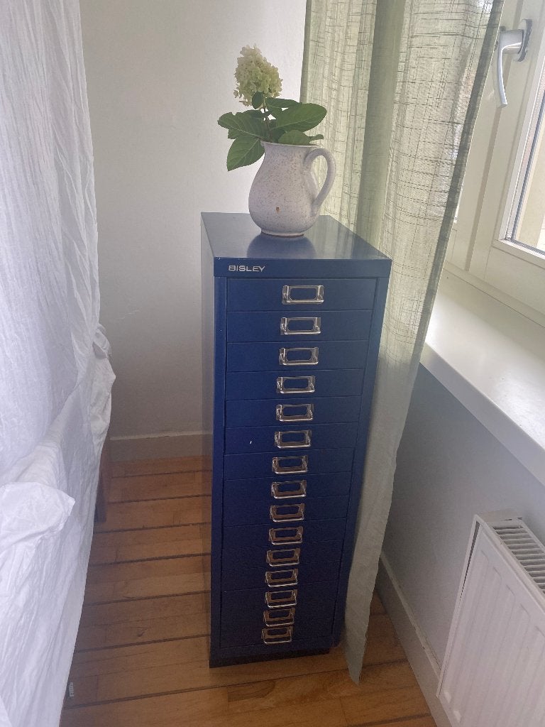 Bisley ladekastje blauw vintage, Ophalen, Minder dan 50 cm, Gebruikt, 5 laden of meer