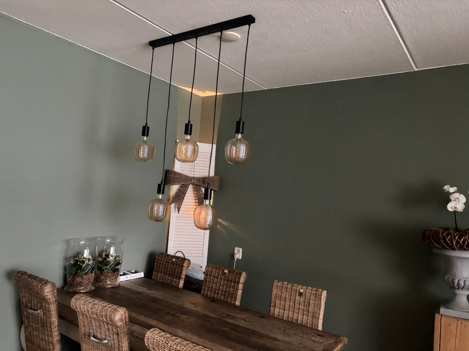 Hanglamp met 5 lampen, Ophalen of Verzenden, Zo goed als nieuw, Minder dan 50 cm