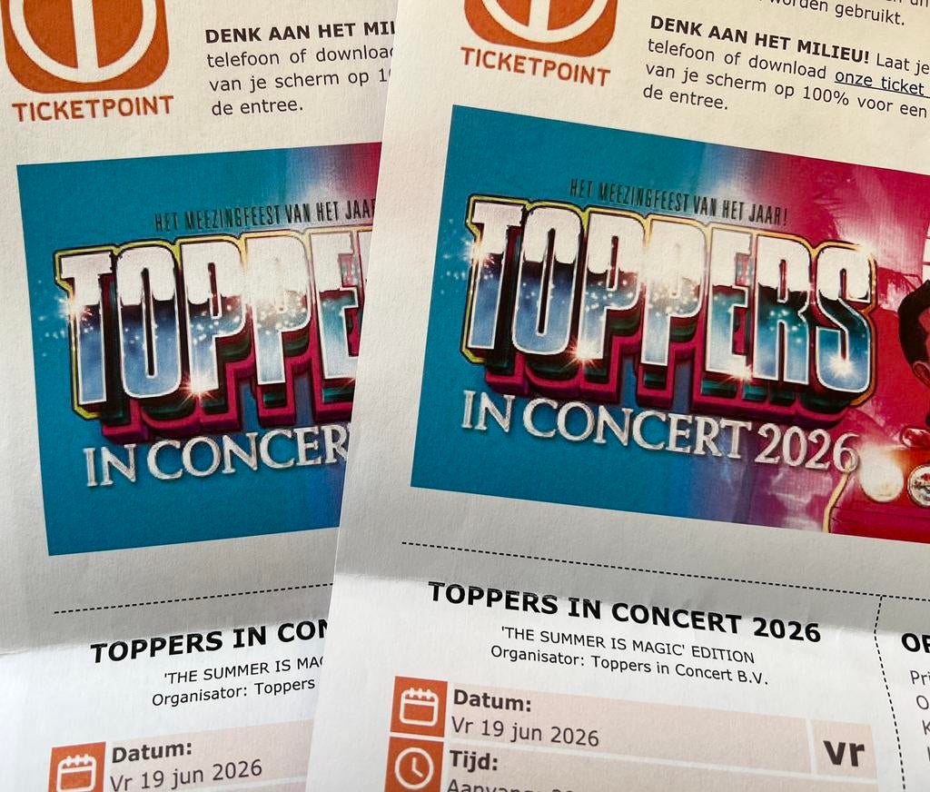 E-tickets  “TOPPERS IN CONCERT” 2 stuks, Tickets en Kaartjes, Evenementen en Festivals, Twee personen