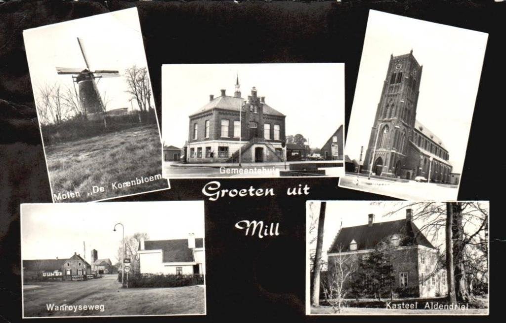 Mill- Groeten uit..5 Vensterkaart uit 1966. met molen-, Ophalen, 1960 tot 1980, Gelopen, Noord-Brabant