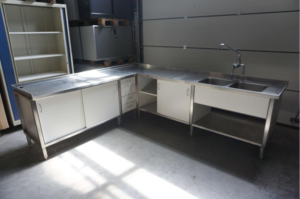 Mooie horeca spoeltafel werktafel rvs werkkast met spoelbak, Zakelijke goederen, Horeca | Keukenapparatuur, Gebruikt, RVS Meubilair