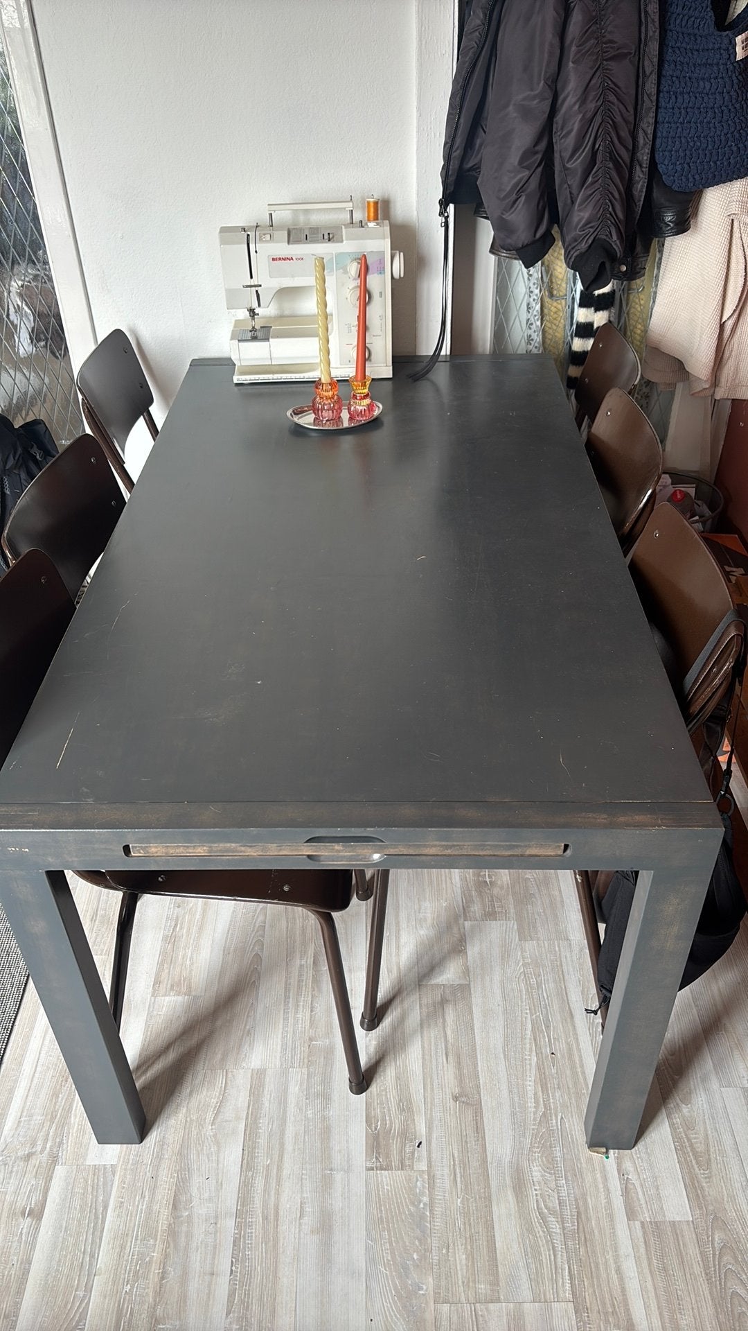Gratis houten eettafel, Ophalen, Gebruikt, 100 tot 150 cm, 50 tot 100 cm