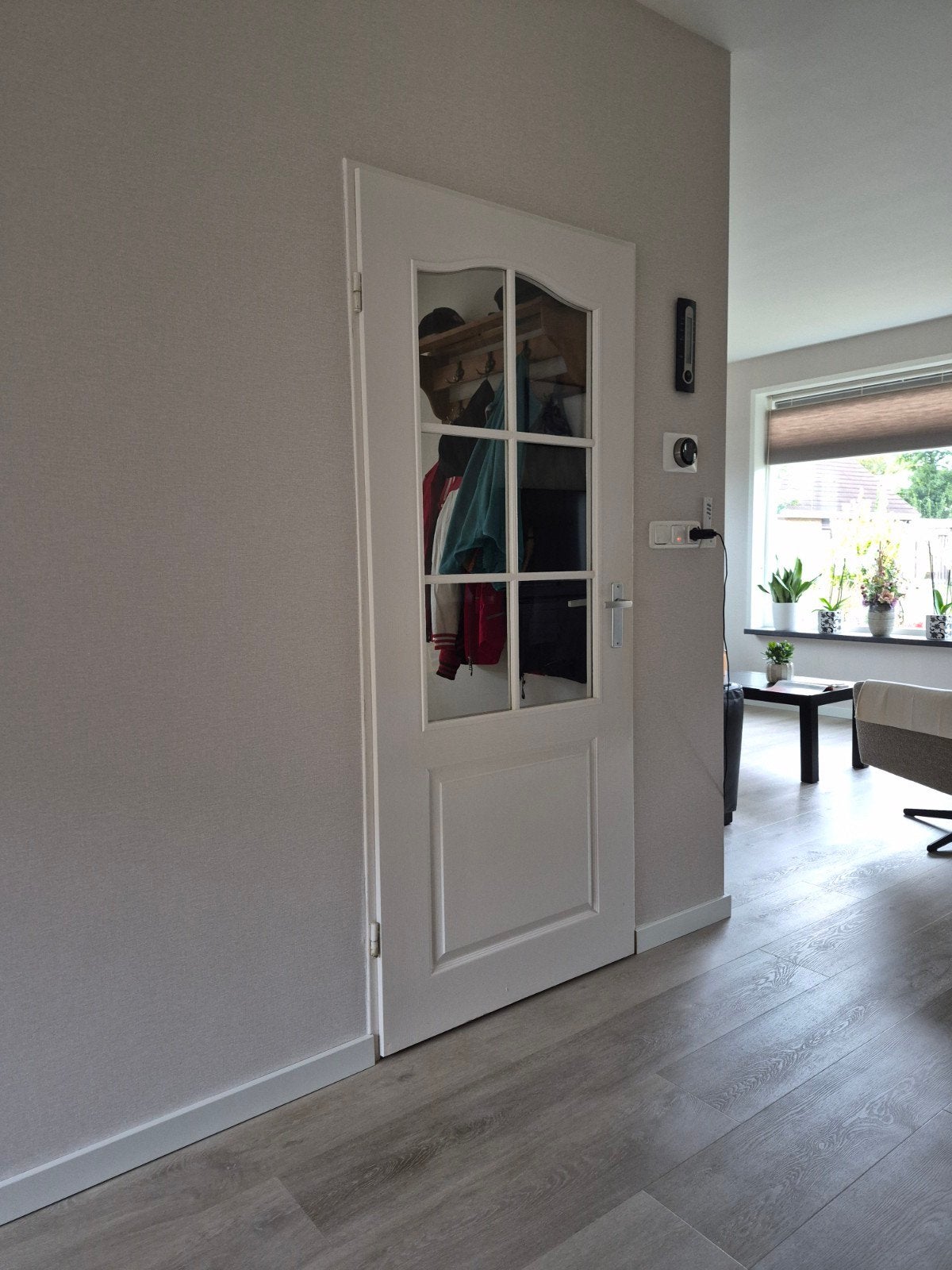 Opdek binnendeur met glas, 83 x 196 cm, Doe-het-zelf en Verbouw, Deuren en Horren, Ophalen, Gebruikt, 80 tot 100 cm, Binnendeur