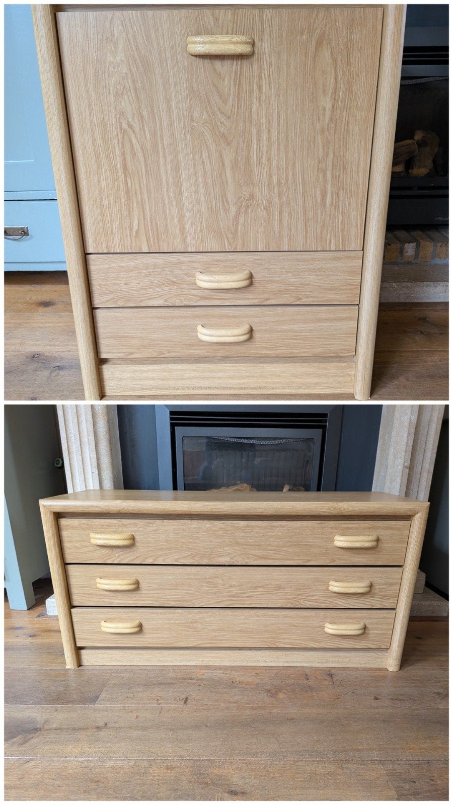 Retro Slaapkamerset | Secretaire & Lage Commode | Jaren '80-, Ophalen, Gebruikt, 50 tot 100 cm, 3 of 4 laden