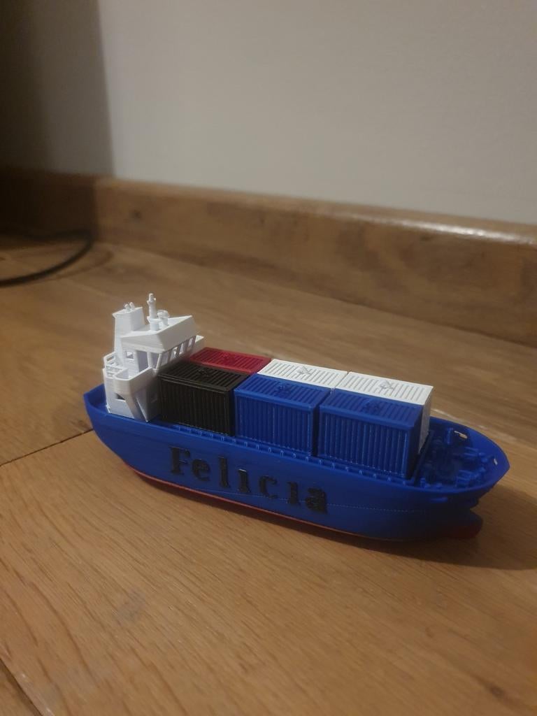 3D-geprint containerschip met containers en naam naar keuze!, Ophalen of Verzenden, Groter dan 1:32, Overige merken