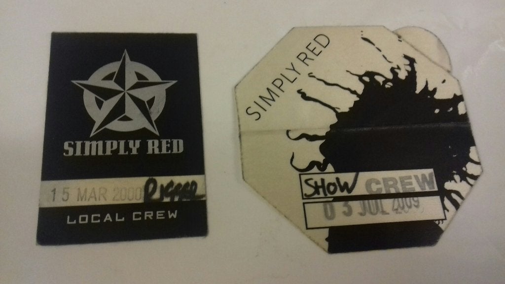 Simply Red BACKSTAGE PASS set van 2 Amsterdam Rotterdam, Verzamelen, Gebruikt, Ophalen of Verzenden, NvT, Foto of Kaart