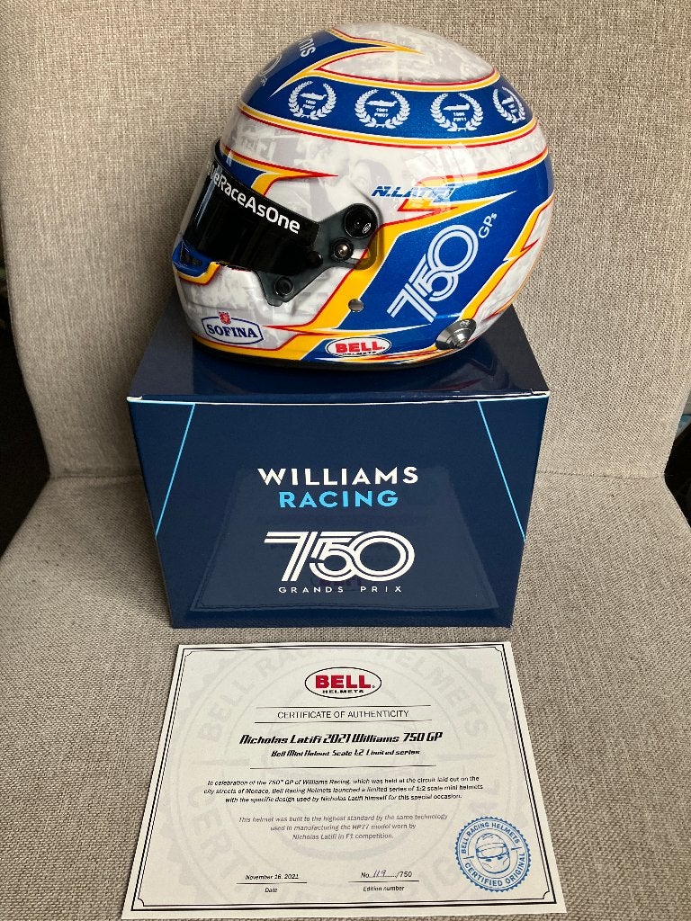 ✅ Nicholas Latifi 1:2 helm Monaco 2021 Williams Racing F1, Verzamelen, Ophalen of Verzenden, Nieuw, Formule 1