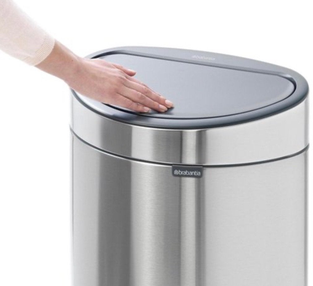 Prullenbak Brabantia Touch Bin New 40 liter - Matt Steel, Ophalen, Gebruikt, Overige typen, Metaal