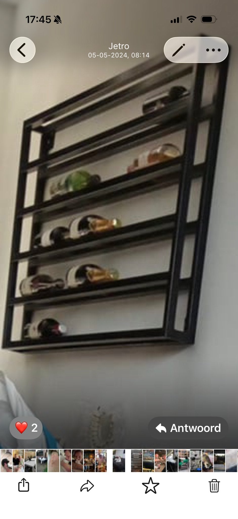 Stalen Wijnrek voor 12 Flessen - 144x88 cm, Ophalen, Gebruikt, 5 tot 15 flessen, 75 – 100