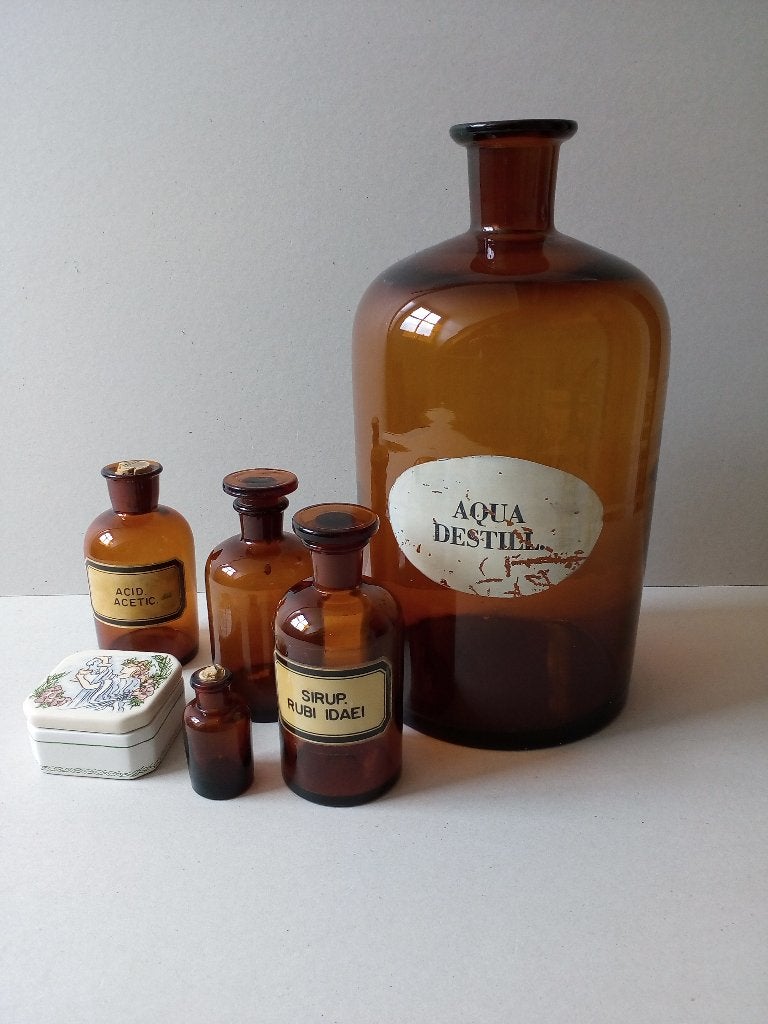 Oude Apothekersflessen / pillendoosje.Prijs p/st,vanaf, Ophalen of Verzenden
