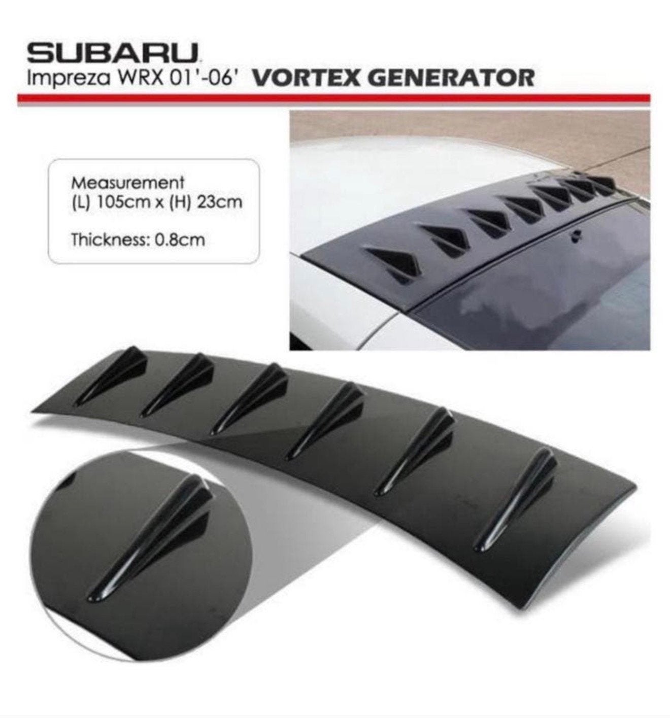SUBARU IMPREZA GDB WRX STI Dak spoiler 01-07 VORTEX Nieuw, Ophalen of Verzenden, H, H, B