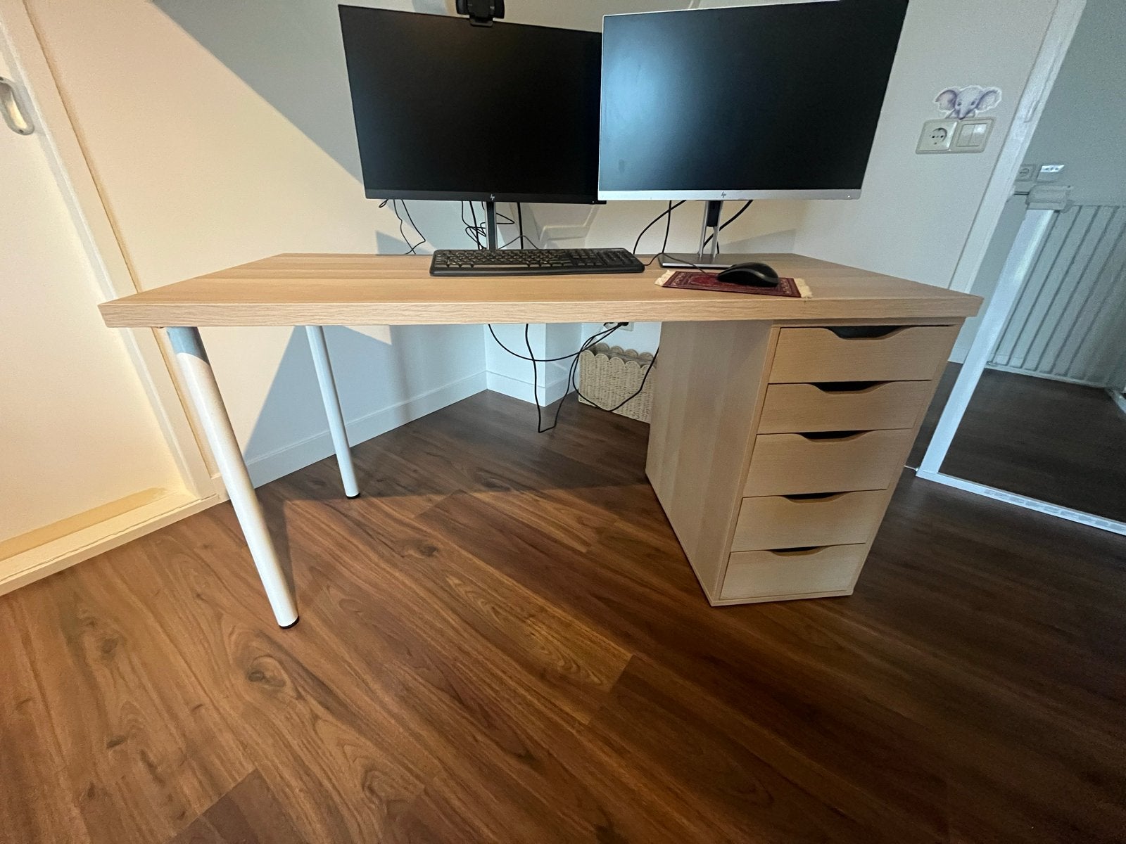 IKEA Lagkapten bureau met Alex ladeblok, Ophalen, Opbergruimte, Bruin, Zo goed als nieuw