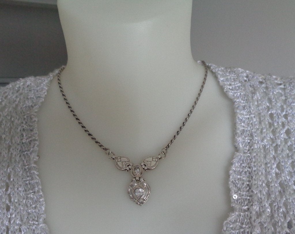 zilveren  ketting met hart hanger [231], Met hanger, Verzenden, Zo goed als nieuw, Zilver