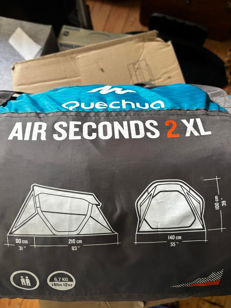 Quechua Air Seconds 2 XL Tent - Snel op te zetten, Caravans en Kamperen, Tenten, Ophalen of Verzenden, Zo goed als nieuw, Tot en met 2