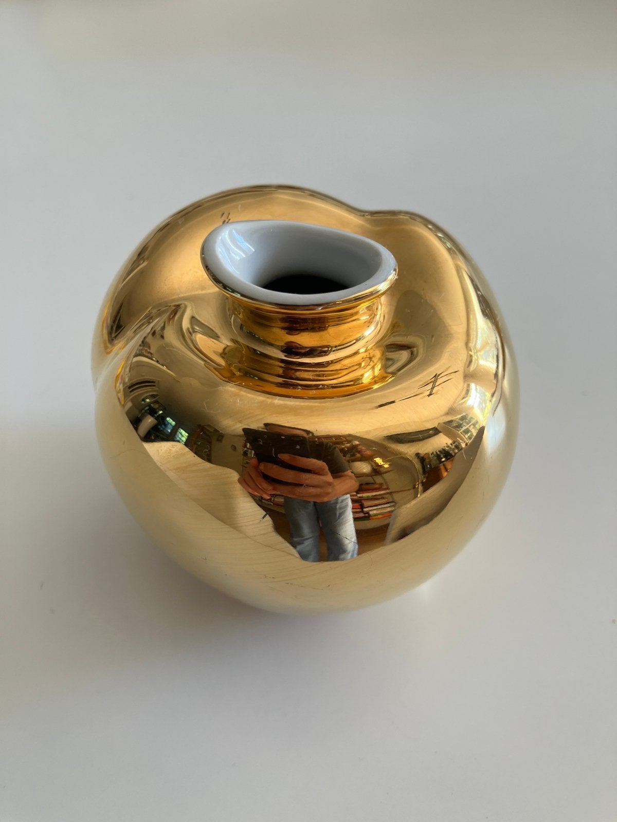 Vintage 60s 70s appel fruit vaasje vaas Arzberg goud verguld, Ophalen