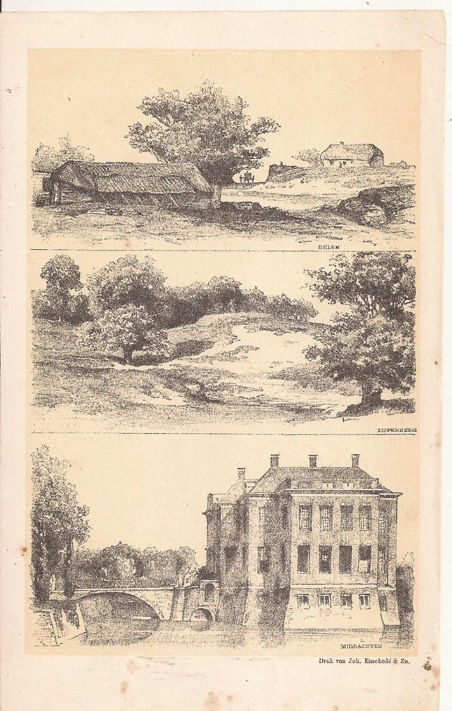 Delen, Zijpenberg en Middachten. Schipperus.1887.Litho 3 afb, 1800 - 1899, Ophalen of Verzenden, 15 cm, Landschap